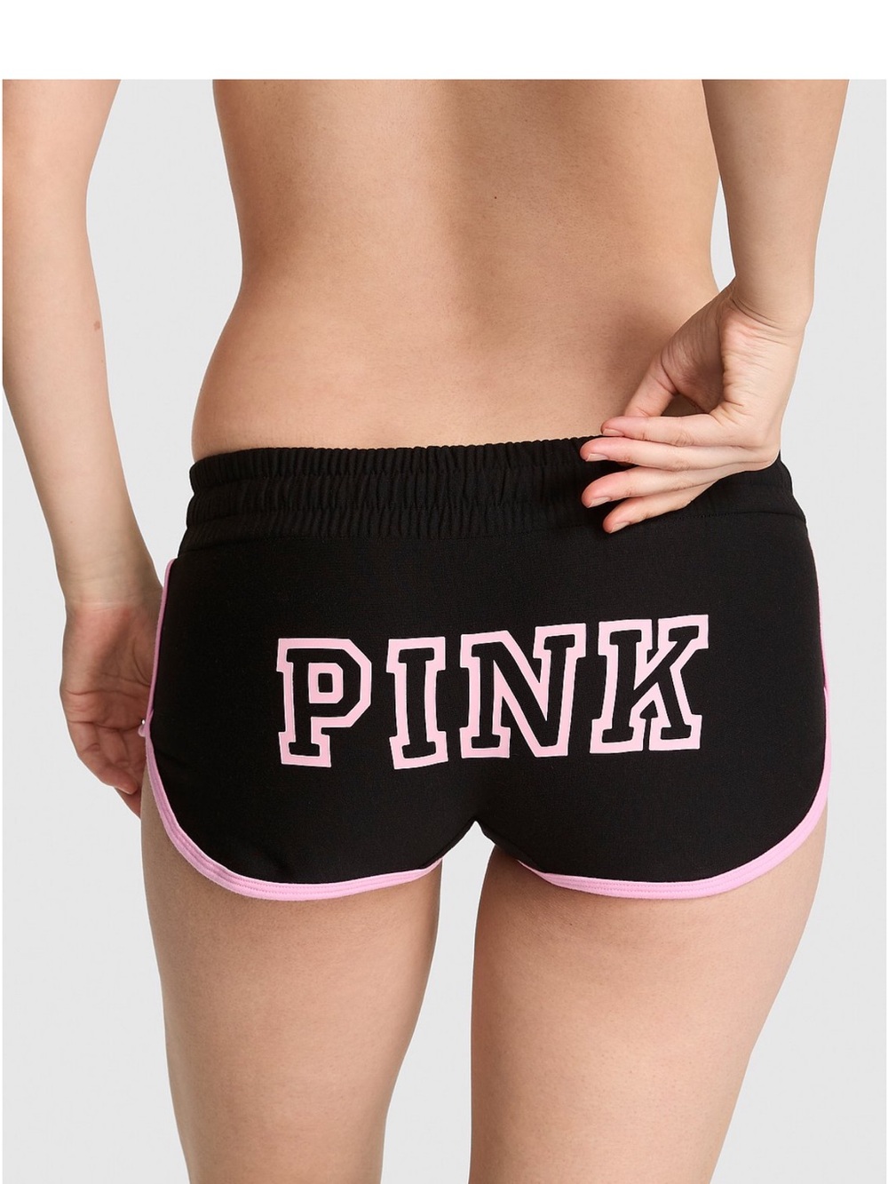 PINK Victoria's Secret Black Lounge Shorts with Pink Trim & Logo